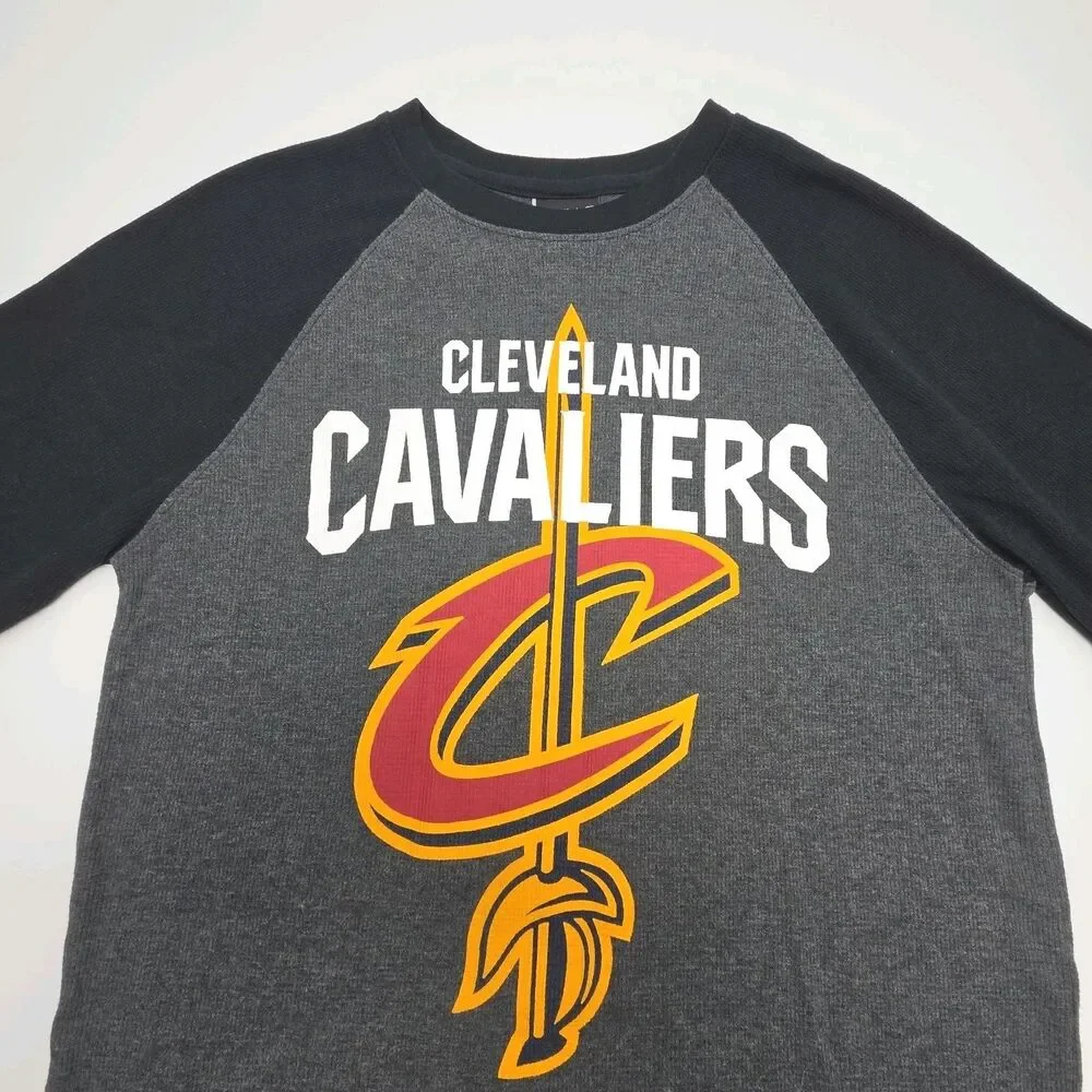 THREE Cleveland Cavaliers Shirts Men Sz Medium Thermal Gray 1/4 Zip Red NBA CAVS